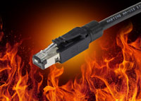 RJ45 connectors for fire-resistant data cables in railway applications