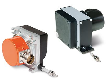 Draw-wire encoders measure position, speed and inclination