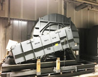 Lubrication of rolling bearings on a paint shop ventilation fan