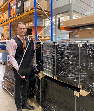 Structural boards made from recycled Igus energy chains