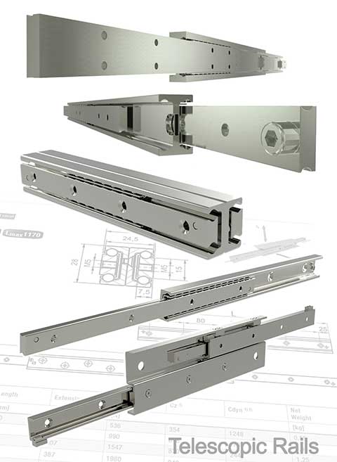 Hardened telescopic rails