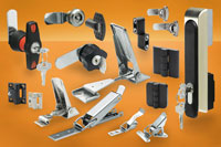 Locks, latches and hinges for enclosures