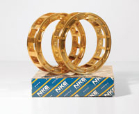 Solid brass bearing cage design reduces moving mass