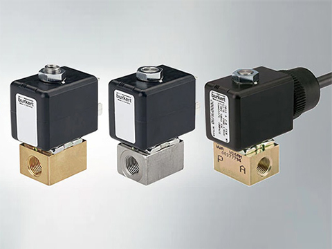 Compact solenoid valves for use in explosive atmospheres