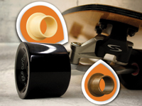 Surfing on asphalt with wear-resistant plastic bearings