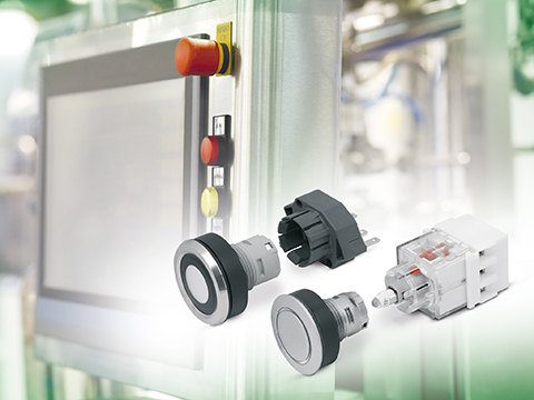 Control and monitoring devices with external contact blocks 