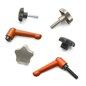 Star knobs and adjustable clamping handles for quick adjustments