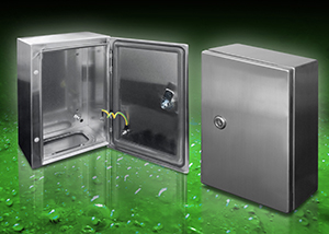 Stainless steel enclosures are IP66-rated for safe wash-down
