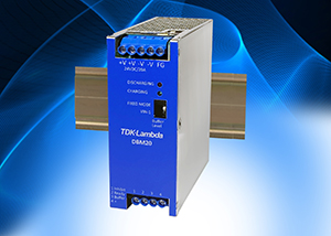 24V DC 20A DIN rail mount buffer module has a narrow 49mm width