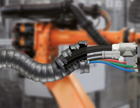 Harnessed dress-packs provide maximum cable protection for welding robots