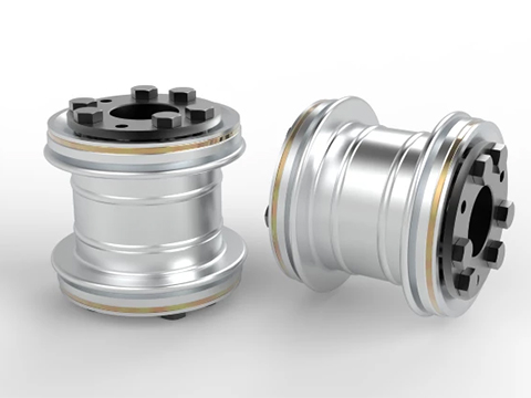 Torsionally rigid metal bellows coupling for high-speed test benches and servo drives