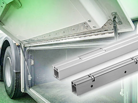 Piano hinges with gooseneck and double joint for movable, flush-mounted structures
