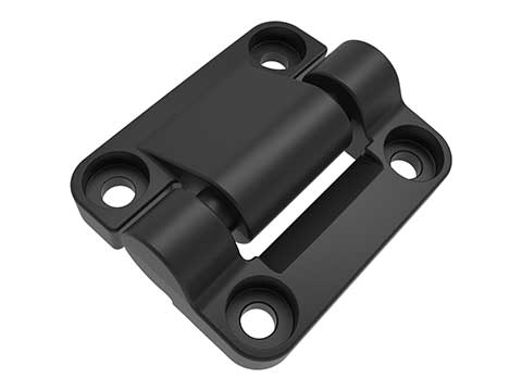 Nylon constant torque hinge provides position control in a compact package