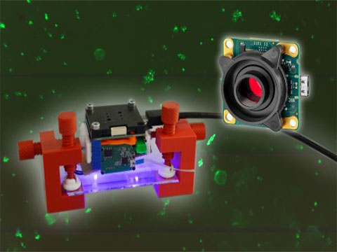 Microscopy application in mini-space satellite to study human cells