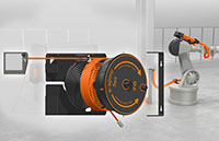 e-spool flex cable reel with spiral guide ensures more safety for control pendants and assembly areas