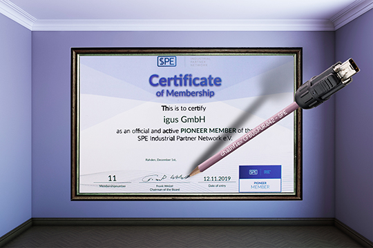 Igus awarded Single Pair Ethernet Network Pioneer Member