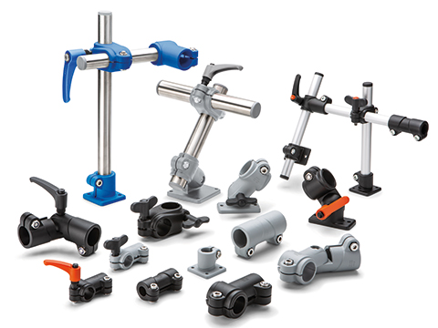 Tube connection clamps for modular structures combine strength, cleanability and versatility
