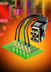 Simple interface between printed circuit boards and high-current connectors